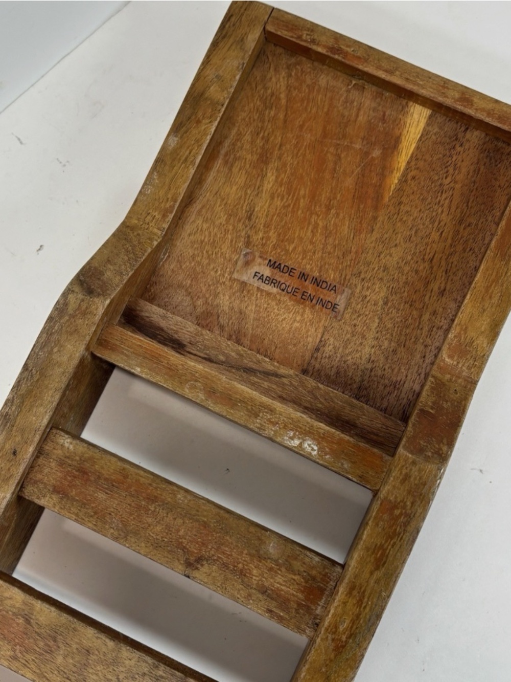 Anthropologie Wood Bath Caddy- Marble Stone Inlay- Made In India- 27” Floral - Picture 7 of 11